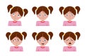 Set of children\'s emotions. Facial kid child expression vector illustration set bundle.